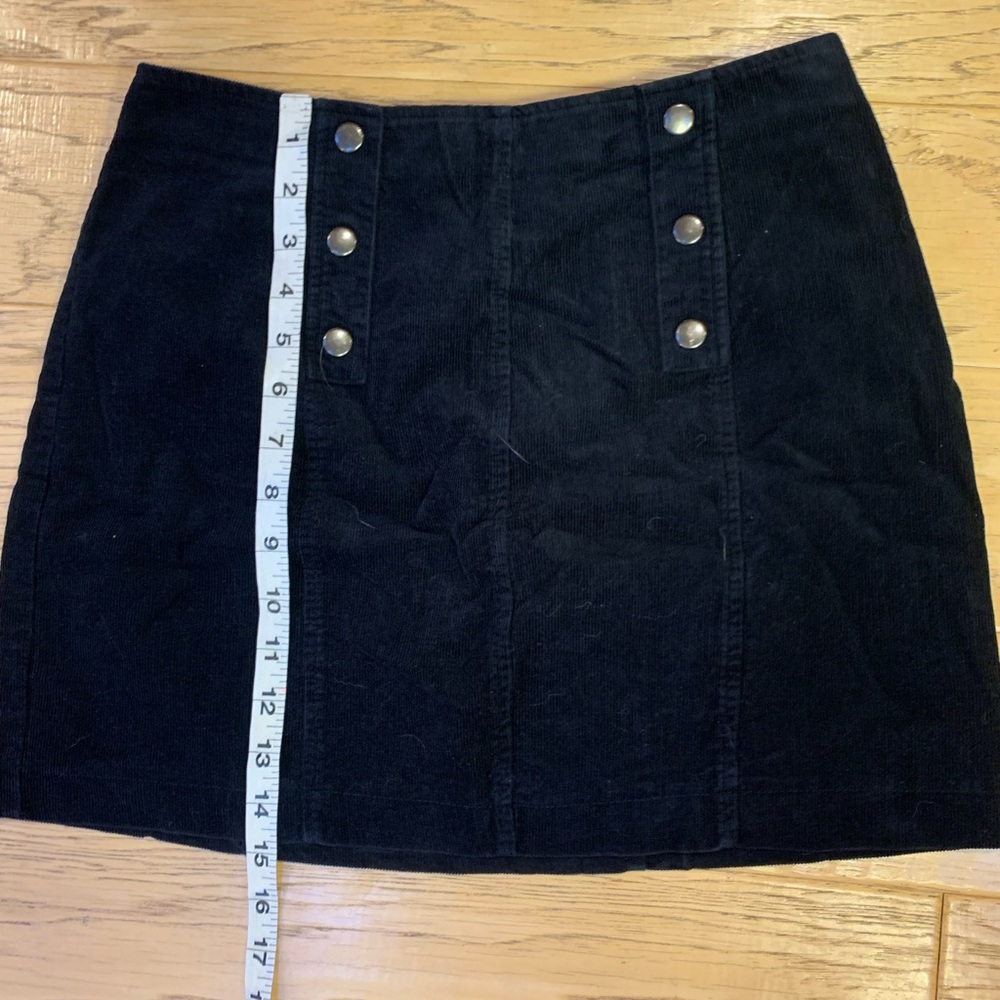 Hippie Rose Black Corduroy Mini Skirt with Button Accents